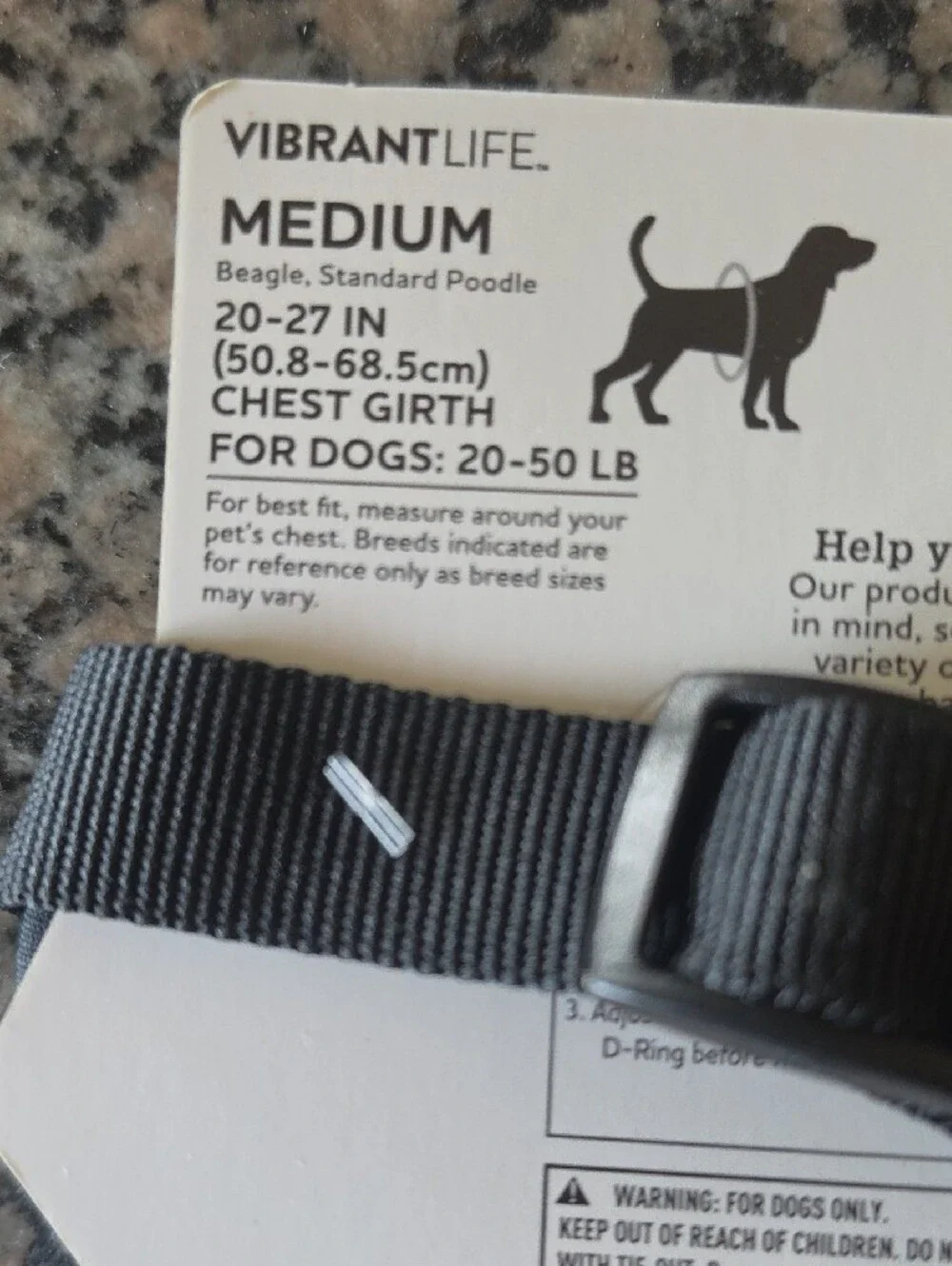 VibrantLife Black Mesh Dog Harness - Medium